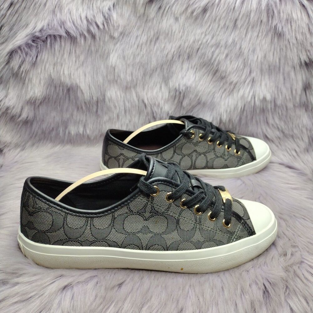 Coach Empire Signature Canvas Sneakers Low Top Black Size 9 - Picture 2 of 8